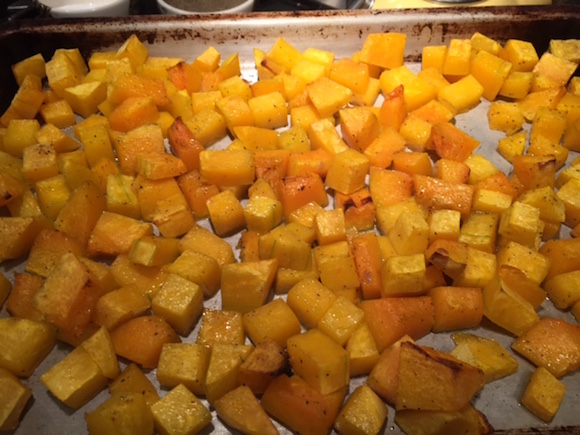 Butternut squash coming out of the oven.